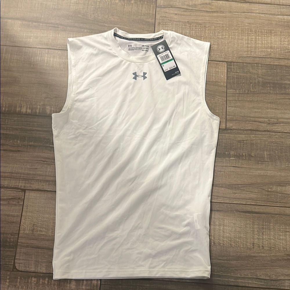 Under Armour Men's White Sleeveless Shirt
